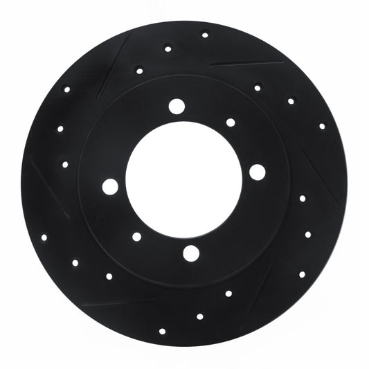 R1 Concepts R1 88-93 Dodge 2000 GTX Rear Left Drilled & Slotted Black Brake Rotor