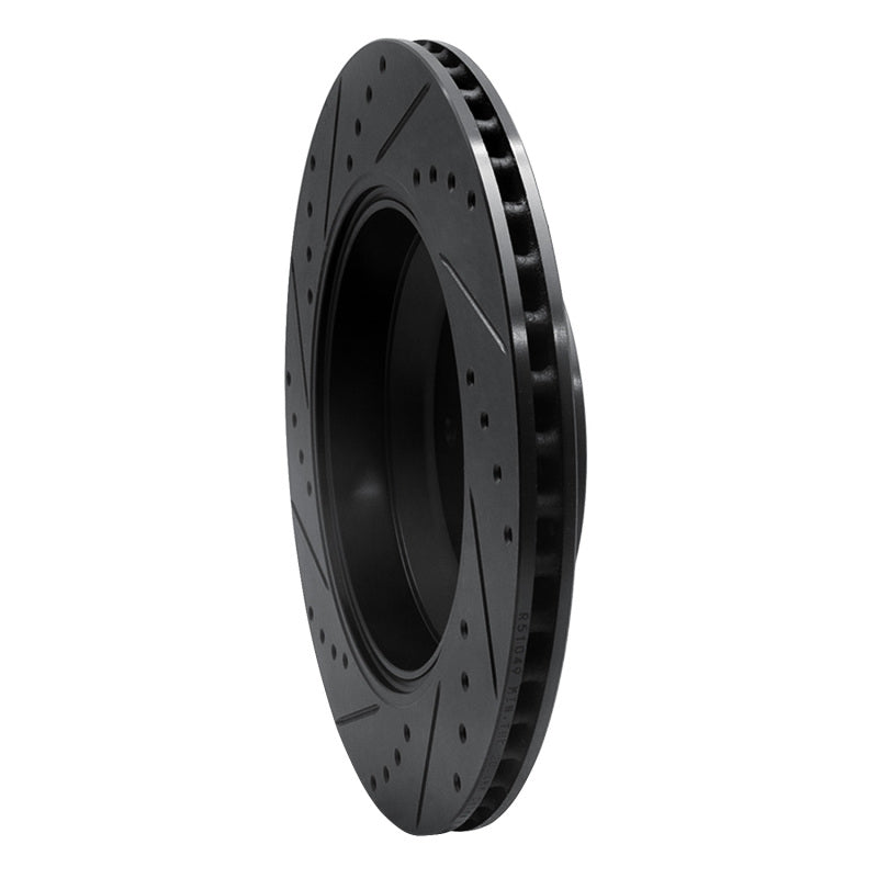 R1 Concepts R1 17-19 Genesis G90 Rear Right Drilled & Slotted Black Brake Rotor