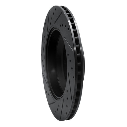 R1 Concepts R1 17-19 Genesis G90 Rear Right Drilled & Slotted Black Brake Rotor