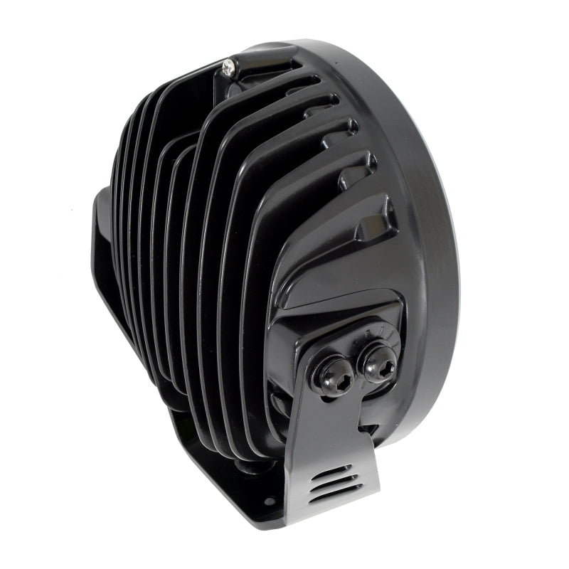 Go Rhino Xplor Blackout Series Round LED Spot Light Beam w/DRL (Surface/Thread Stud Mnt) 7in. - Blk