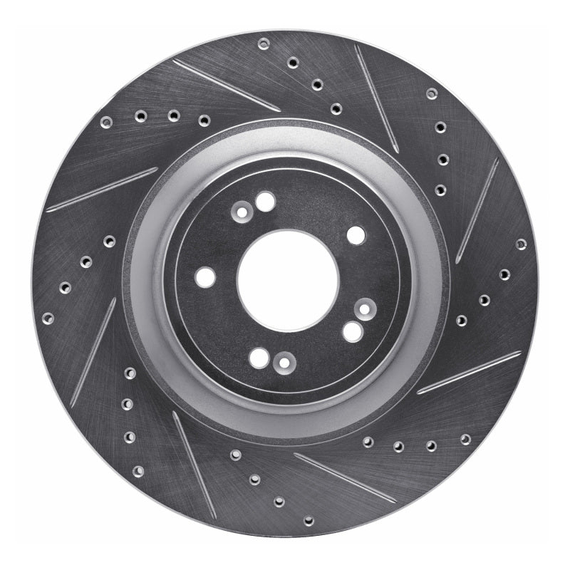 R1 Concepts R1 18-20 Genesis G80 Front Right Drilled & Slotted Silver Brake Rotor