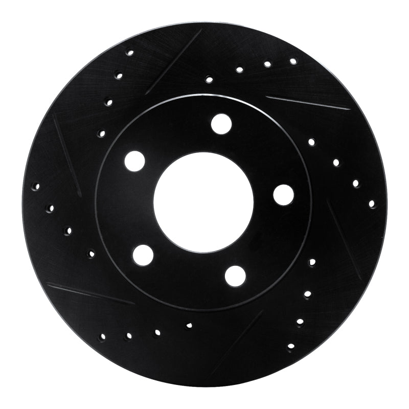 R1 Concepts R1 75-80 Ford Granada Left Rear Drilled & Slotted Black Brake Rotor