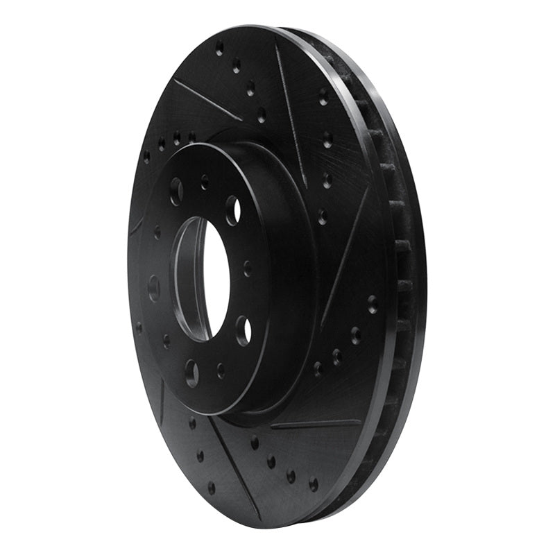 R1 Concepts R1 95-04 Volvo S90 Front Right Drilled & Slotted Black Brake Rotor