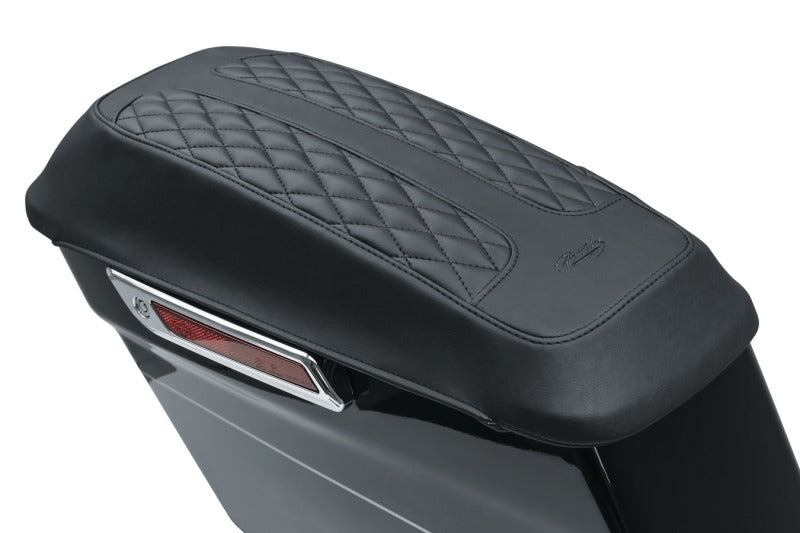 Mustang Motorcycle Mustang 80-07 Harley Early FL Touring Saddlebag Lid Covers Diamond Stitch - Black