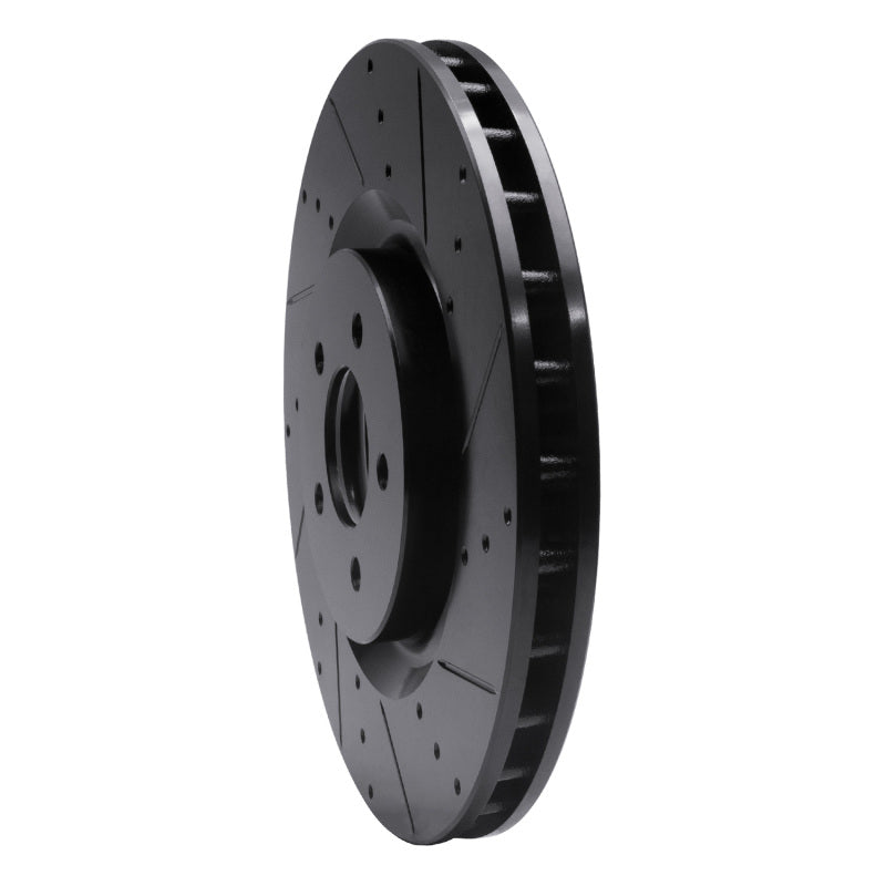 R1 Concepts R1 07-14 Ford Mustang Front Right Drilled & Slotted Black Brake Rotor