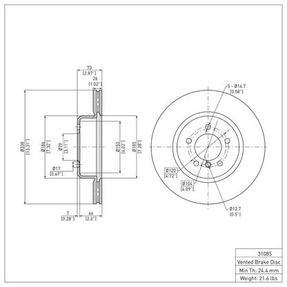 DFC 06-13 BMW 135IS Front Brake Rotor