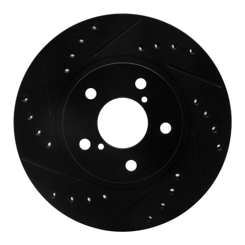 R1 Concepts R1 90-01 Subaru Impreza Front Left Drilled & Slotted Black Brake Rotor