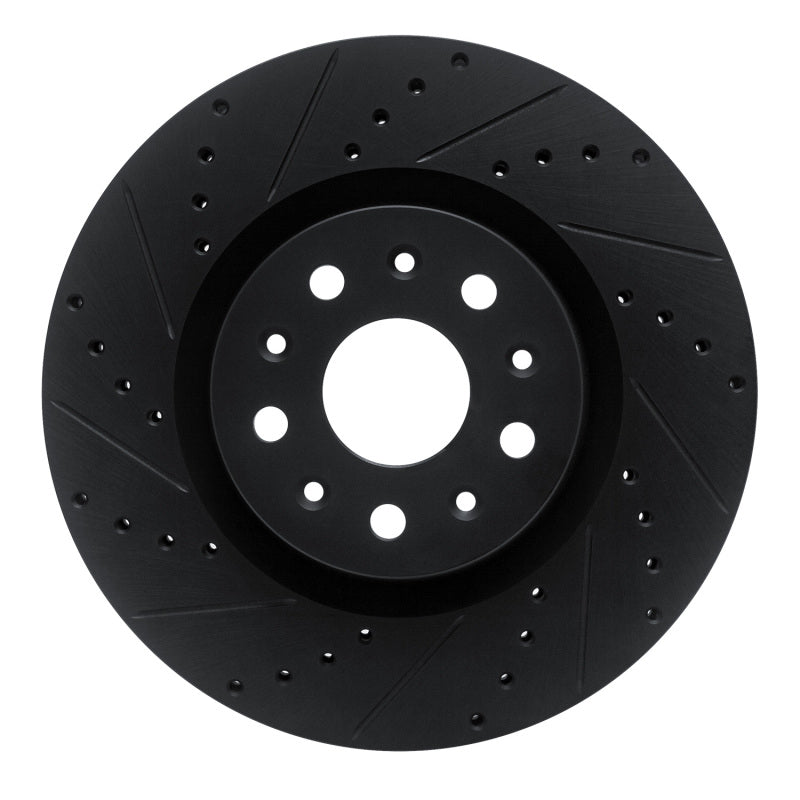 R1 Concepts R1 14-25 Cadillac CTS Front Left Drilled & Slotted Black Brake Rotor