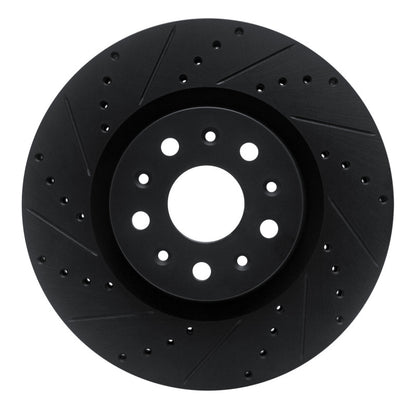 R1 Concepts R1 14-25 Cadillac CTS Front Left Drilled & Slotted Black Brake Rotor