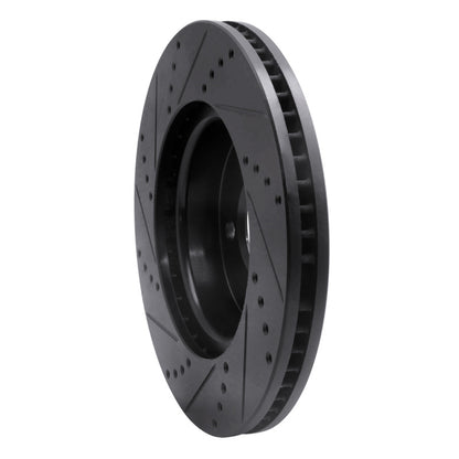 R1 Concepts R1 05-07 Land Rover LR3 Front Right Drilled & Slotted Black Brake Rotor