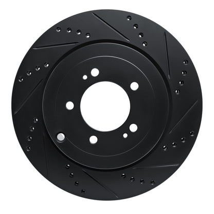 R1 Concepts R1 08-15 Mitsubishi Lancer Rear Right Drilled & Slotted Black Brake Rotor