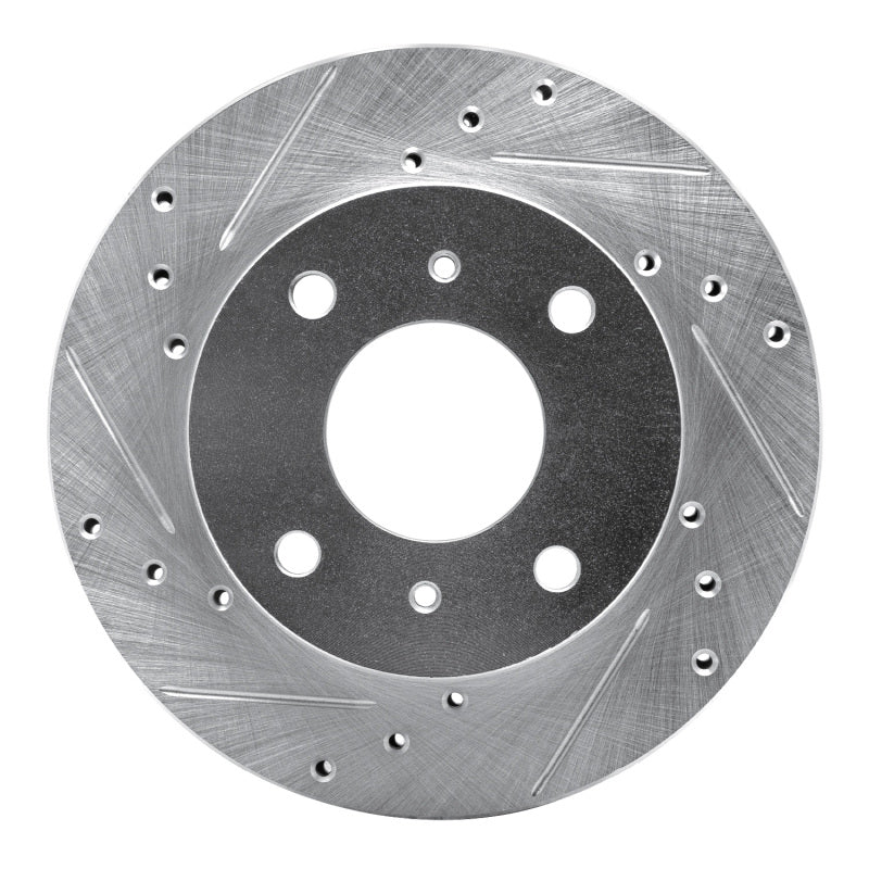 R1 Concepts R1 85-89 Nissan STANZA Front Left Drilled & Slotted Silver Brake Rotor