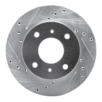 R1 Concepts R1 85-89 Nissan STANZA Front Left Drilled & Slotted Silver Brake Rotor