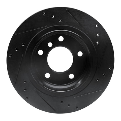 R1 Concepts R1 99-06 BMW 323I Rear Left Drilled & Slotted Black Brake Rotor