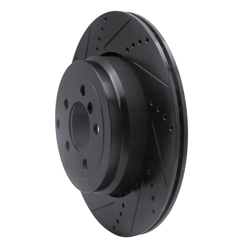 R1 Concepts R1 10-12 Land Rover Range Rover Rear Left Drilled & Slotted Black Brake Rotor
