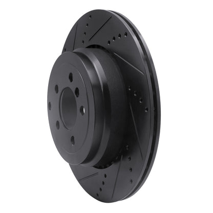 R1 Concepts R1 10-12 Land Rover Range Rover Rear Left Drilled & Slotted Black Brake Rotor
