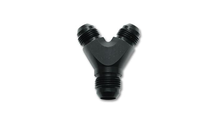 Vibrant Billet Aluminum Y-Block Fitting with 1/8in NPT Port - 1/2in NPT x 3/8in NPT x 3/8in NPT