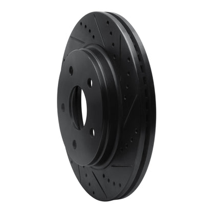 R1 Concepts R1 08-12 Jeep J8 Front Right Drilled & Slotted Black Brake Rotor