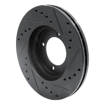 R1 Concepts R1 84-87 Toyota Cressida Front Left Drilled & Slotted Black Brake Rotor