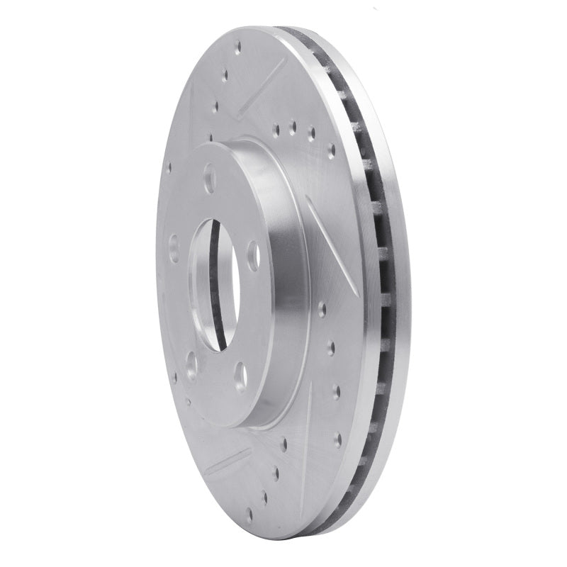 R1 Concepts R1 94-04 Ford Mustang Front Left Drilled & Slotted Silver Brake Rotor