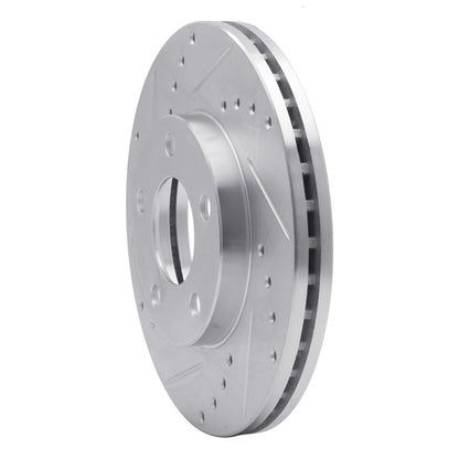 R1 Concepts R1 94-04 Ford Mustang Front Left Drilled & Slotted Silver Brake Rotor