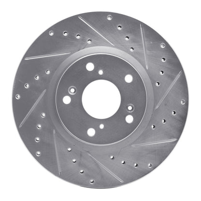 R1 Concepts R1 06-15 Honda Civic Si Front Right Drilled & Slotted Silver Brake Rotor