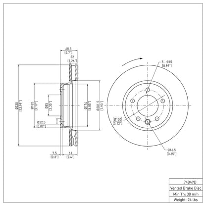 DFC 03-18 Porsche Cayenne Right Front Brake Rotor