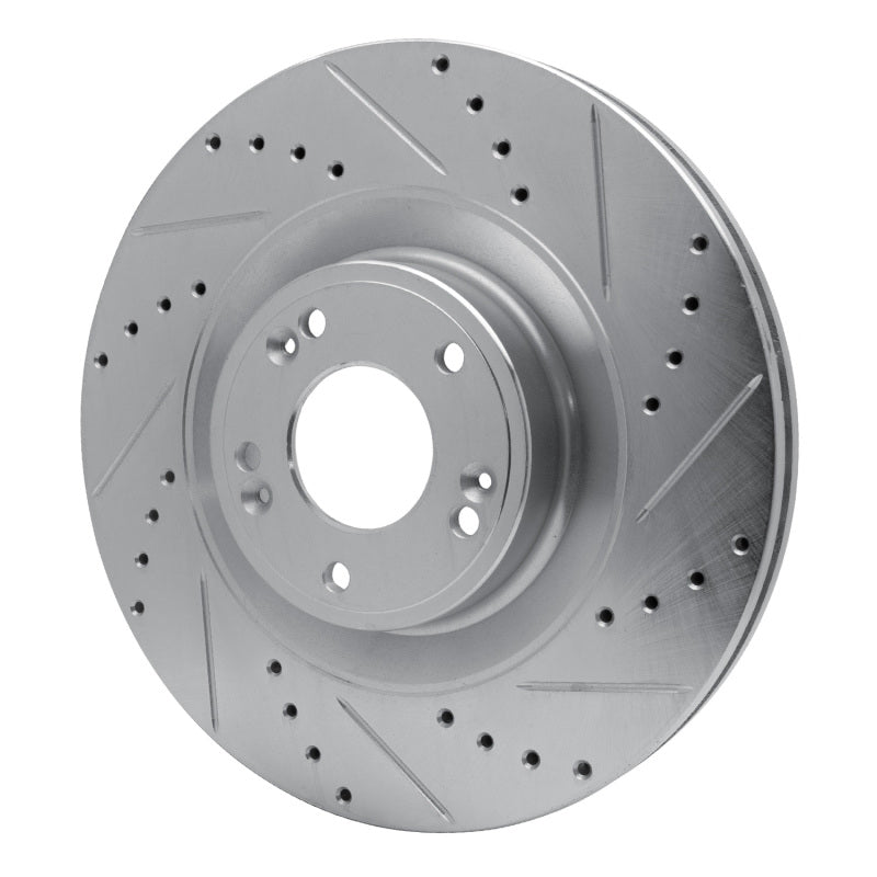 R1 Concepts R1 11-17 Genesis G80 Front Right Drilled & Slotted Silver Brake Rotor