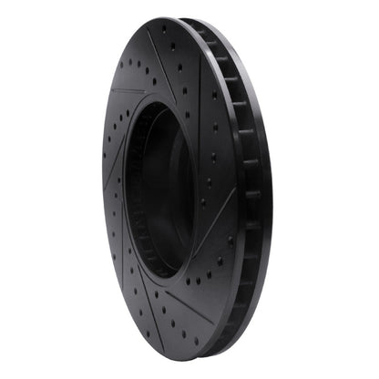 R1 Concepts R1 95-01 BMW 750IL Front Left Drilled & Slotted Black Brake Rotor