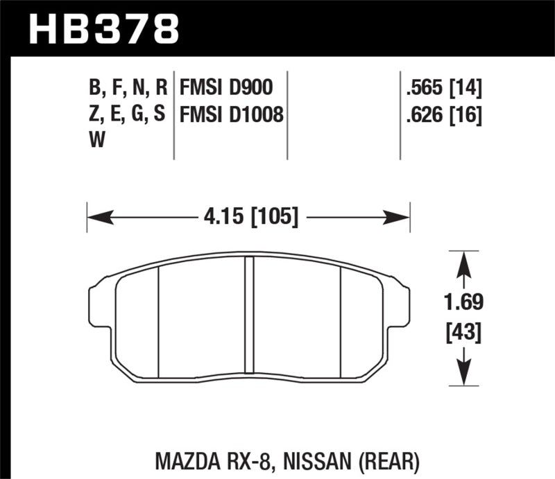 Hawk Performance Hawk Mazda RX-8 / Nissan Track DTC-60 Race Rear Brake Pads