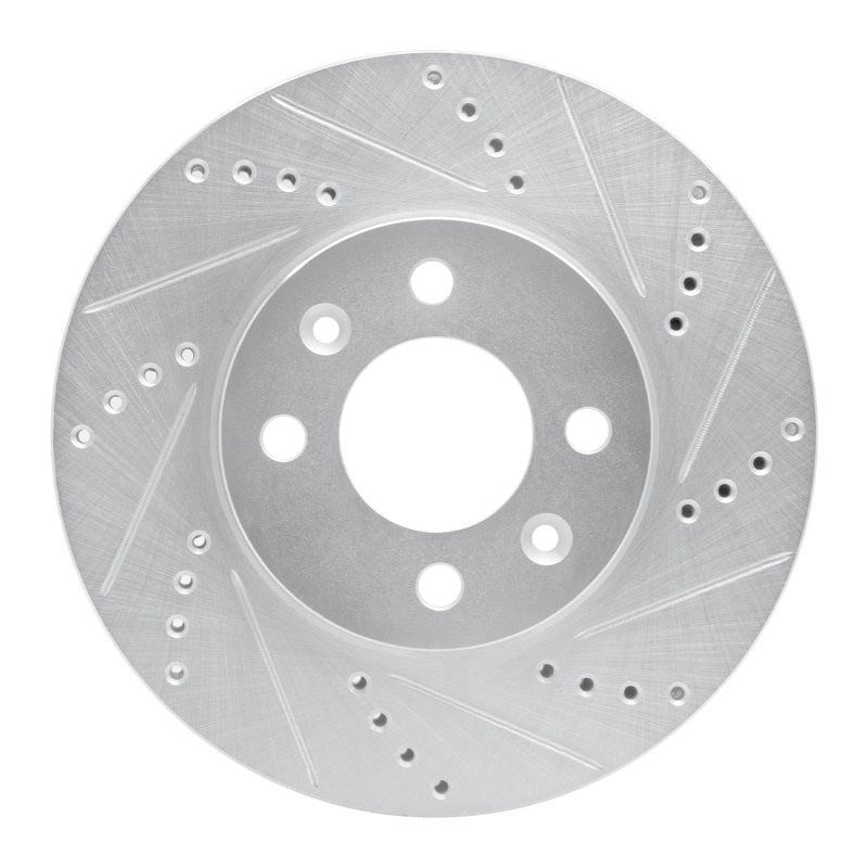 R1 Concepts R1 88-98 Saab 9000 Front Right Drilled & Slotted Silver Brake Rotor