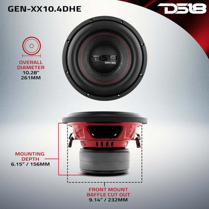 DS18 10in 500 Watts RMS 4 ohm DVC Double Stacked Magnet High Excursion Subwoofers
