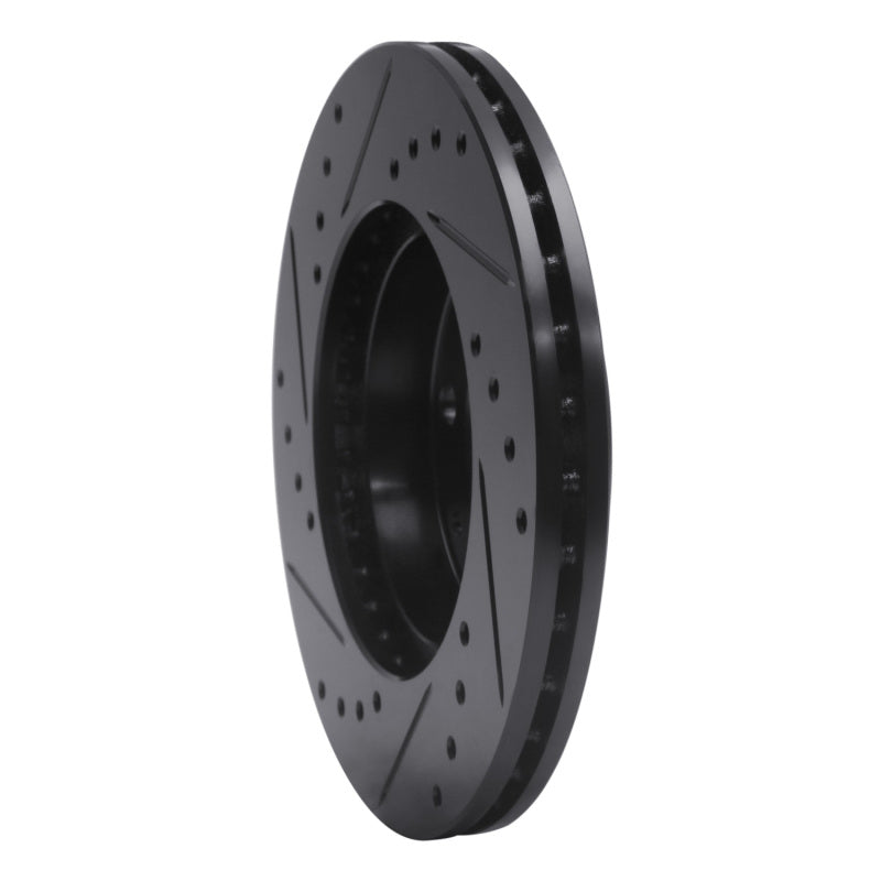 R1 Concepts R1 90-00 Honda Civic Hatchback Front Right Drilled & Slotted Black Brake Rotor