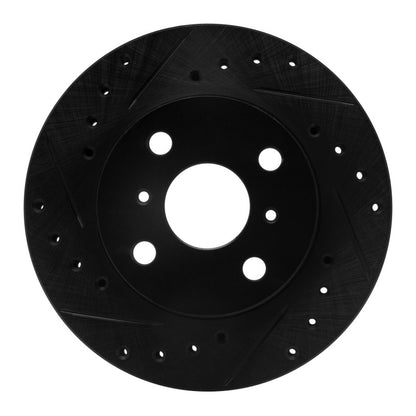 R1 Concepts R1 86-89 Toyota Celica Front Right Drilled & Slotted Black Brake Rotor