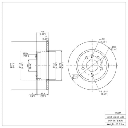 DFC 61-91 Mercedes-Benz 380SL Rear GeoSPEC Coated Rotor