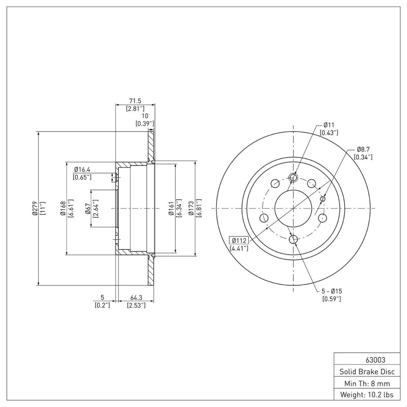DFC 61-91 Mercedes-Benz 500SEC Rear Brake Rotor