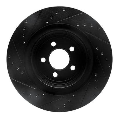 R1 Concepts R1 06-23 Dodge Charger Rear Right Drilled & Slotted Black Brake Rotor