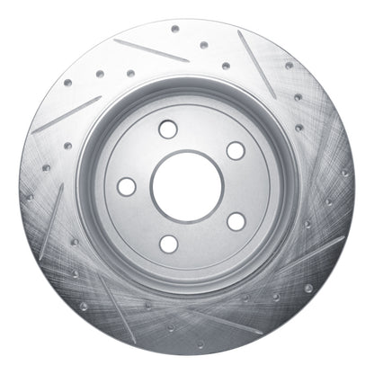 R1 Concepts R1 2011-2022 Dodge Durango Rear Left Drilled & Slotted Silver Brake Rotor