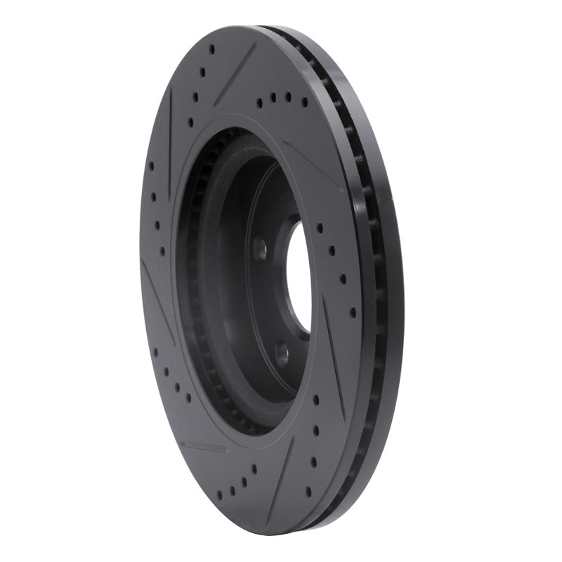 R1 Concepts R1 07-13 Nissan Altima Front Right Drilled & Slotted Black Brake Rotor