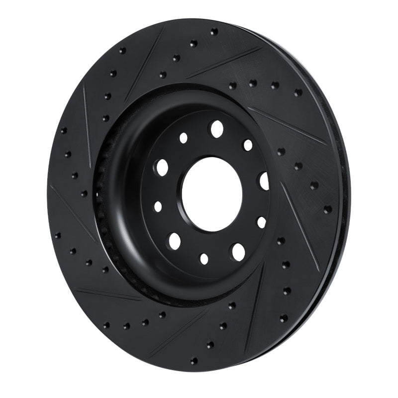 R1 Concepts R1 18-25 Jeep Wrangler Front Right Drilled & Slotted Black Brake Rotor