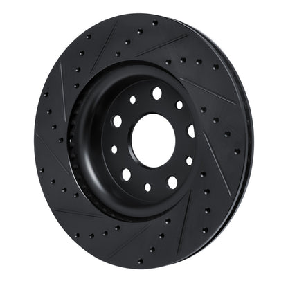R1 Concepts R1 18-25 Jeep Wrangler Front Right Drilled & Slotted Black Brake Rotor