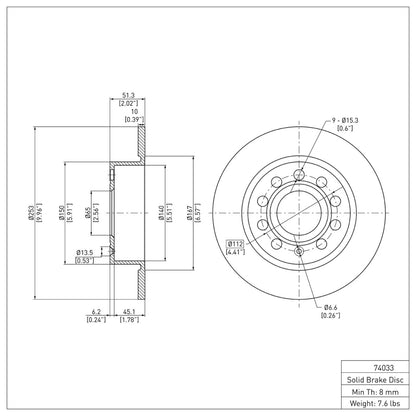 DFC 10-19 Audi A3 Rear Brake Rotor