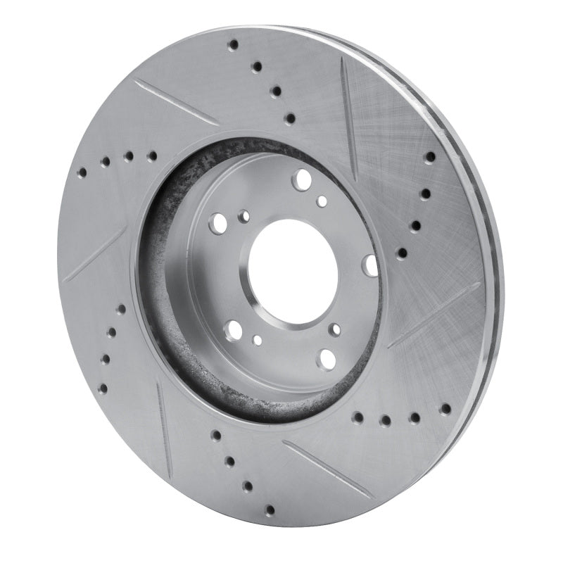 R1 Concepts R1 13-25 Honda Civic Hatchback Front Left Drilled & Slotted Silver Brake Rotor