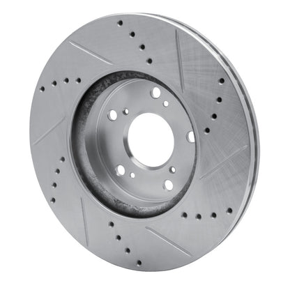 R1 Concepts R1 13-25 Honda Civic Hatchback Front Left Drilled & Slotted Silver Brake Rotor