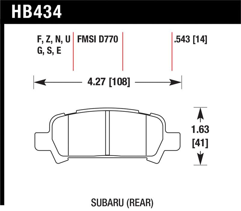 Hawk Performance Hawk 02-03 WRX / 05-08 LGT D770 Performance Ceramic Street Rear Brake Pads