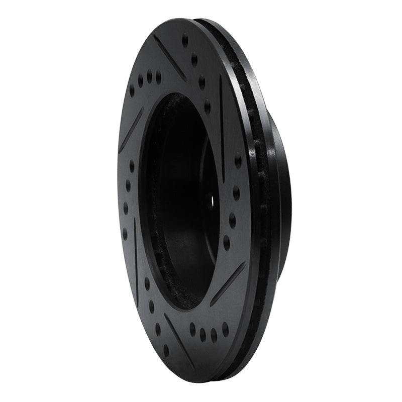 R1 Concepts R1 82-83 Honda Accord Hatchback Front Left Drilled & Slotted Black Brake Rotor