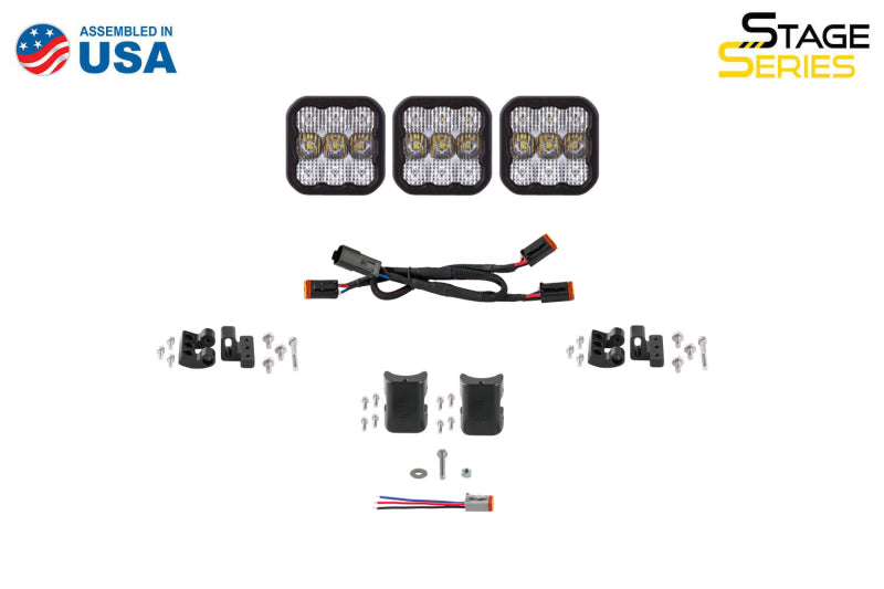 Diode Dynamics SS5 Pro Universal CrossLink 3-Pod Lightbar - Yellow Driving