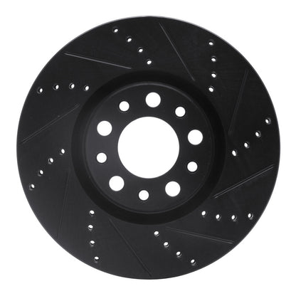 R1 Concepts R1 2013-2023 Chrysler 200 Front Right Drilled & Slotted Black Brake Rotor