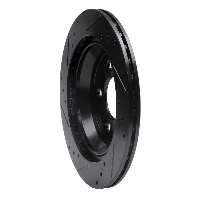 R1 Concepts R1 94-04 Ford Mustang Rear Right Drilled & Slotted Black Brake Rotor