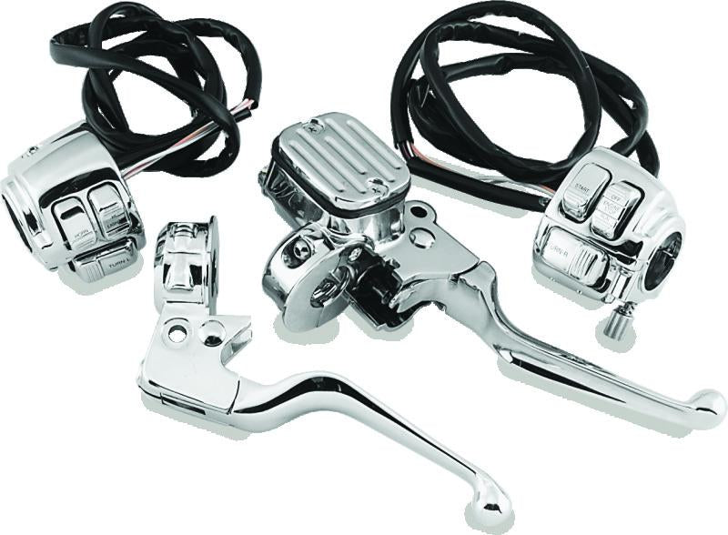 Bikers Choice 96-06 Big Twin / 96-03 XL 9/16in Bore Chrome Handlebar Control Kit W/Chrome Switches